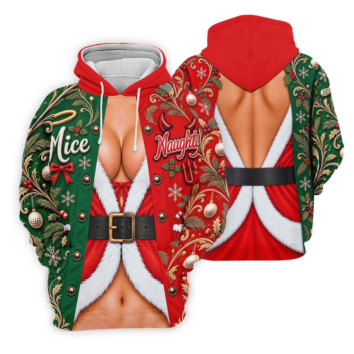 Nice Naughty Busty Santa Christmas Golf Shirt, Golf Polo For Men, Golf Gifts For Men