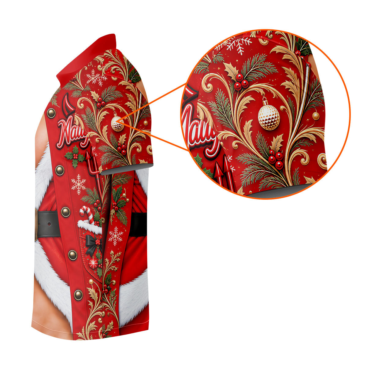 Nice Naughty Busty Santa Christmas Golf Shirt, Womens Golf Tops, Womens Golf Apparel