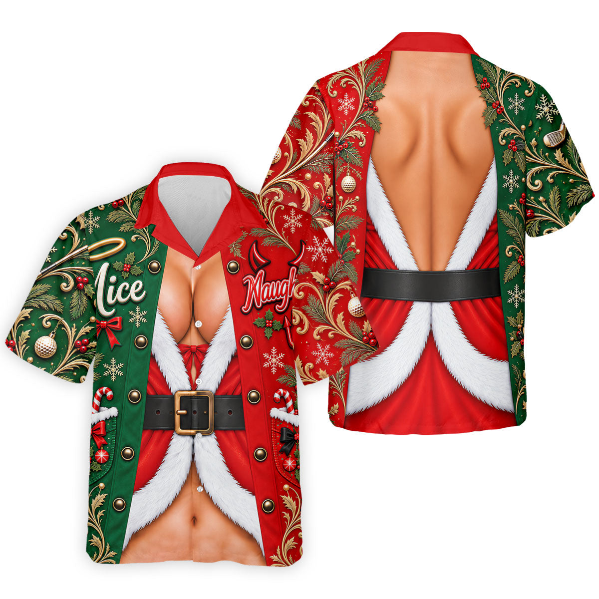 Nice Naughty Busty Santa Christmas Golf Shirt, Golf Polo For Men, Golf Gifts For Men