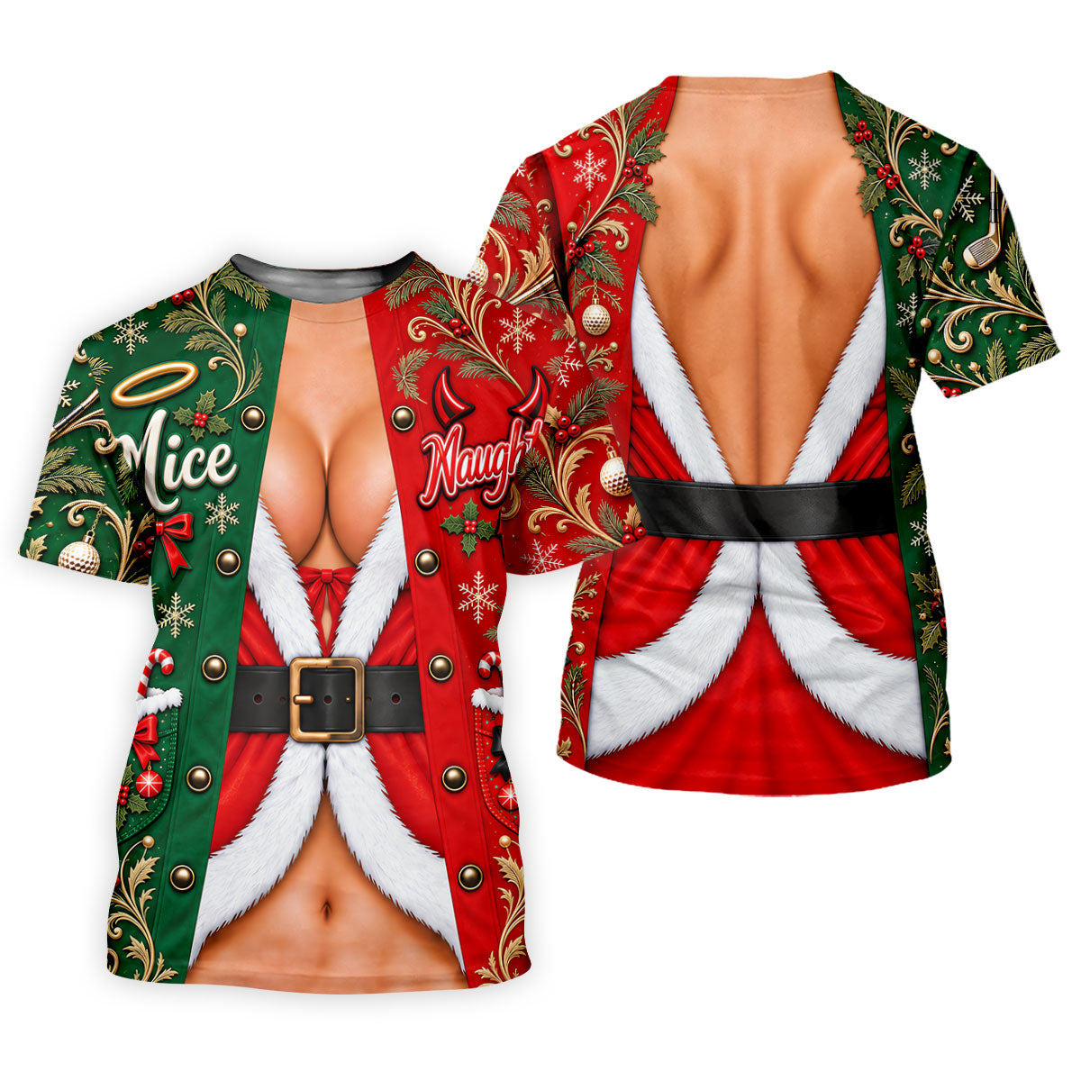 Nice Naughty Busty Santa Christmas Golf Shirt, Golf Polo For Men, Golf Gifts For Men