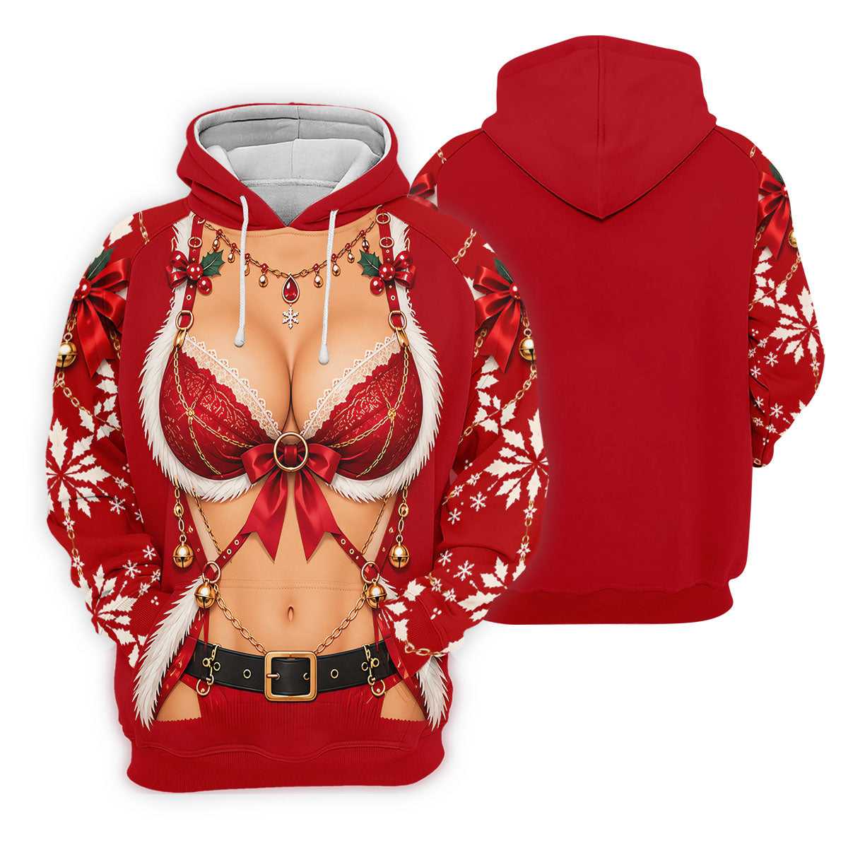 Red Lace Bra Harness Santa Christmas Golf Shirt, Mens Golf Apparel, Golf Polo For Men