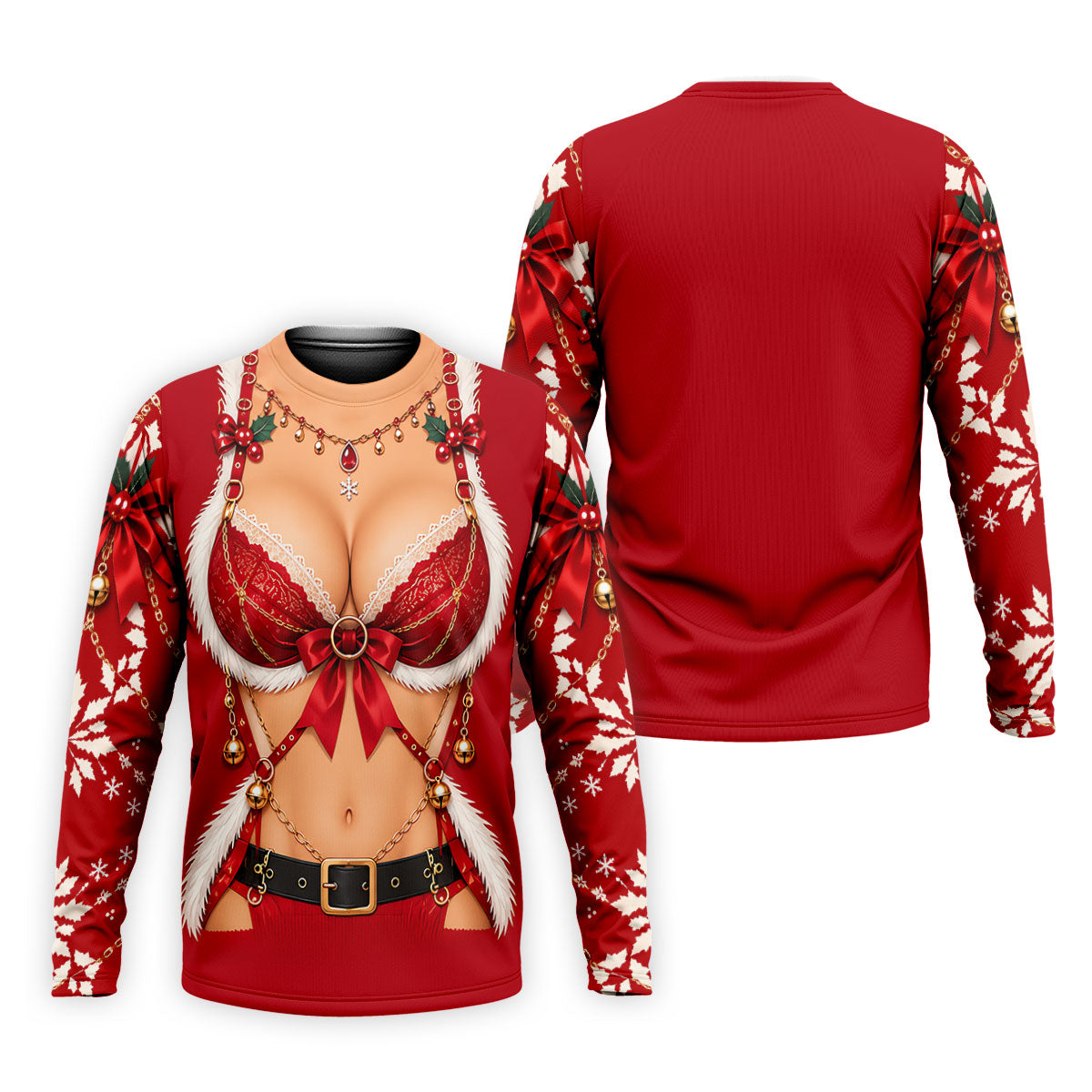 Red Lace Bra Harness Santa Christmas Golf Shirt, Mens Golf Apparel, Golf Polo For Men
