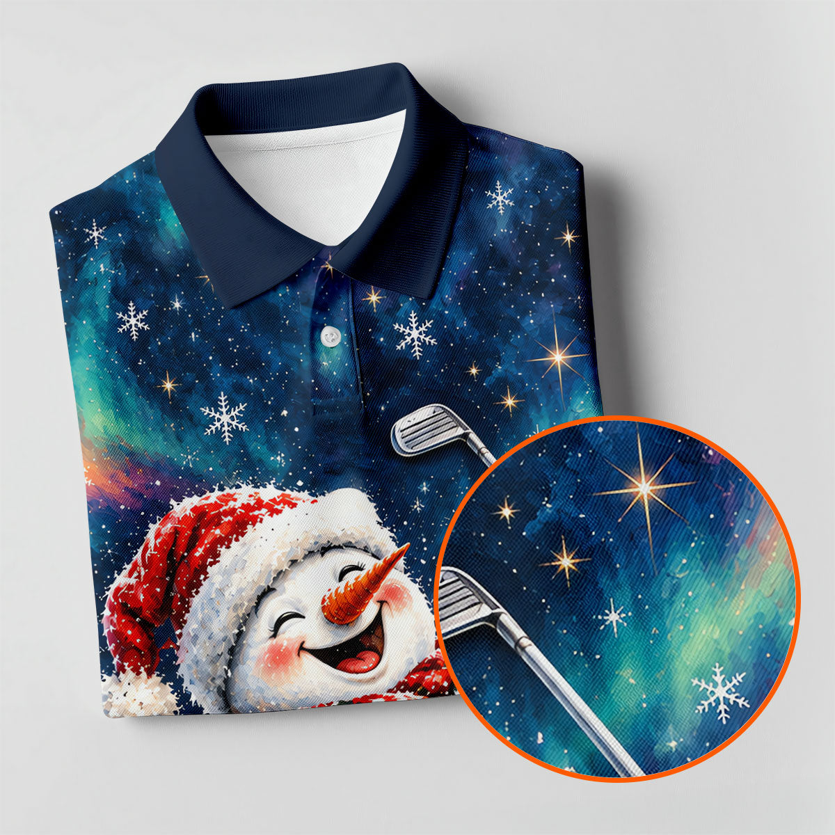 Aurora Snowman Golfer Christmas Golf Shirt, Funny Mens Golf Shirts, Mens Golf Apparel