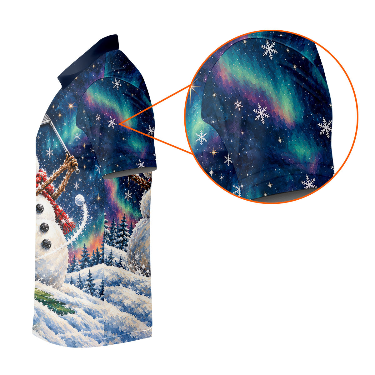 Aurora Snowman Golfer Christmas Golf Shirt, Funny Mens Golf Shirts, Mens Golf Apparel