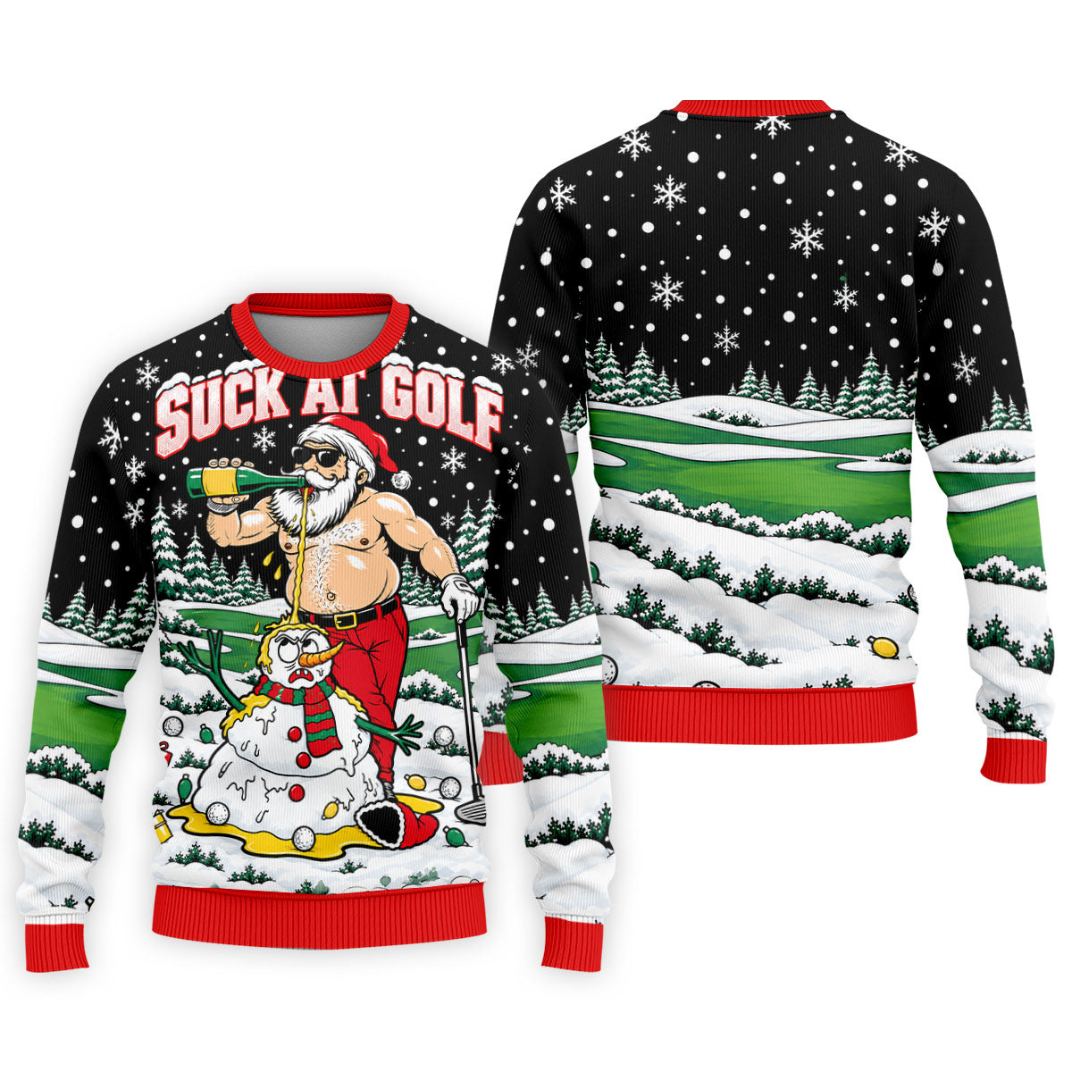 Suck At Golf Santa Beer Christmas Golf Shirt, Funny Mens Golf Shirts, Mens Golf Polo