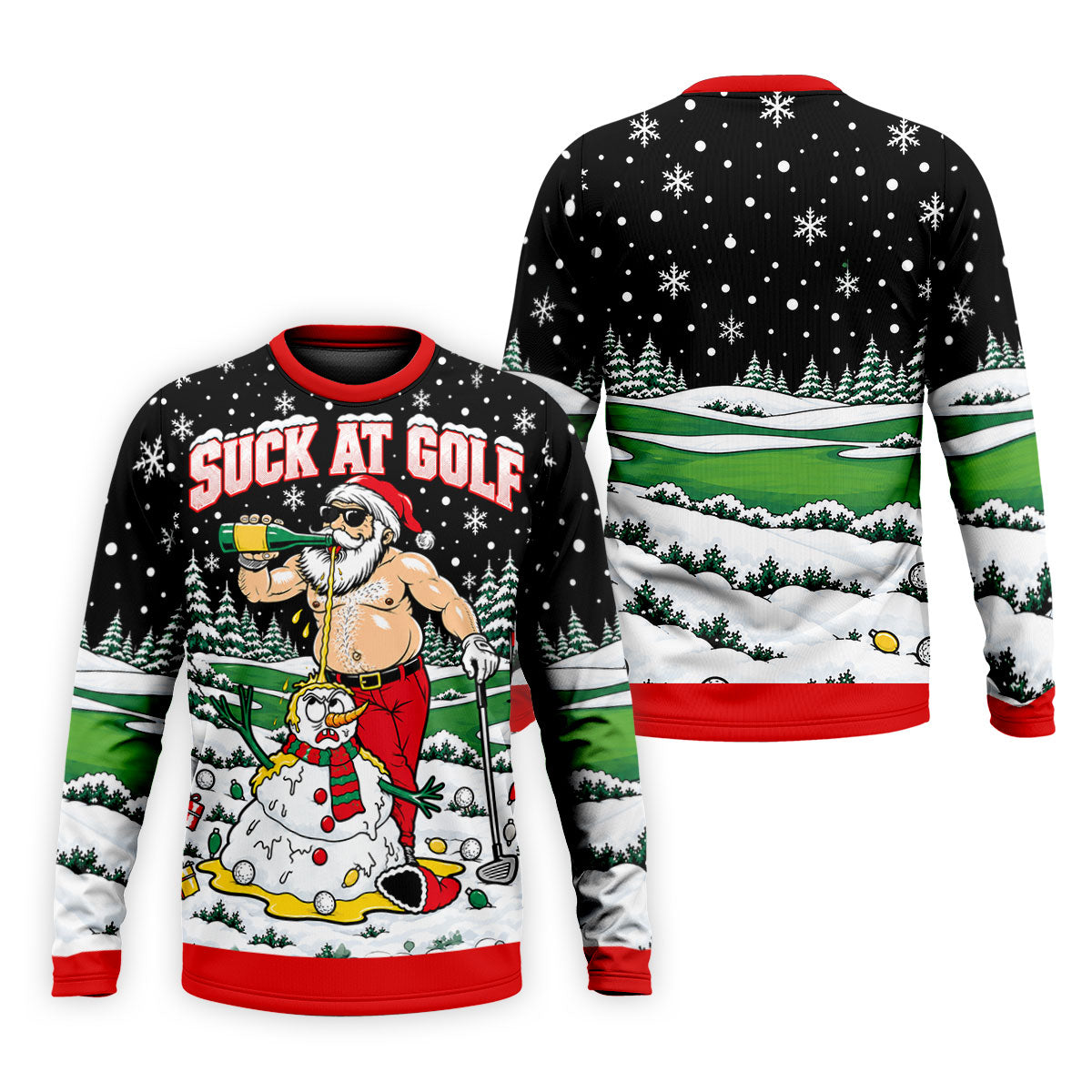 Suck At Golf Santa Beer Christmas Golf Shirt, Funny Mens Golf Shirts, Mens Golf Polo