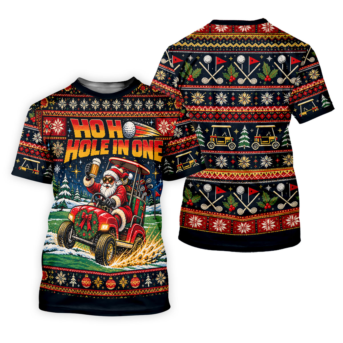 Ho Ho Hole In One Santa Christmas Golf Shirt, Mens Golf Clothing, Mens Golf Shirts