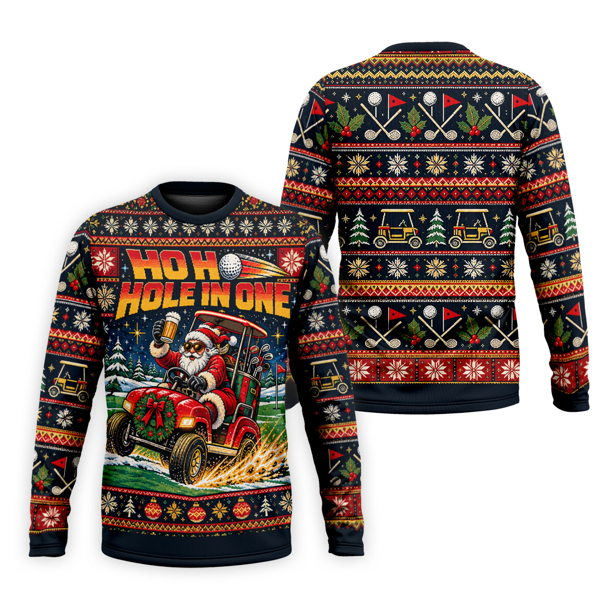 Ho Ho Hole In One Santa Christmas Golf Shirt, Mens Golf Clothing, Mens Golf Shirts