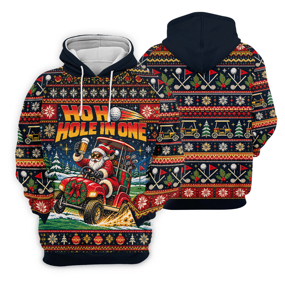 Ho Ho Hole In One Santa Christmas Golf Shirt, Mens Golf Clothing, Mens Golf Shirts