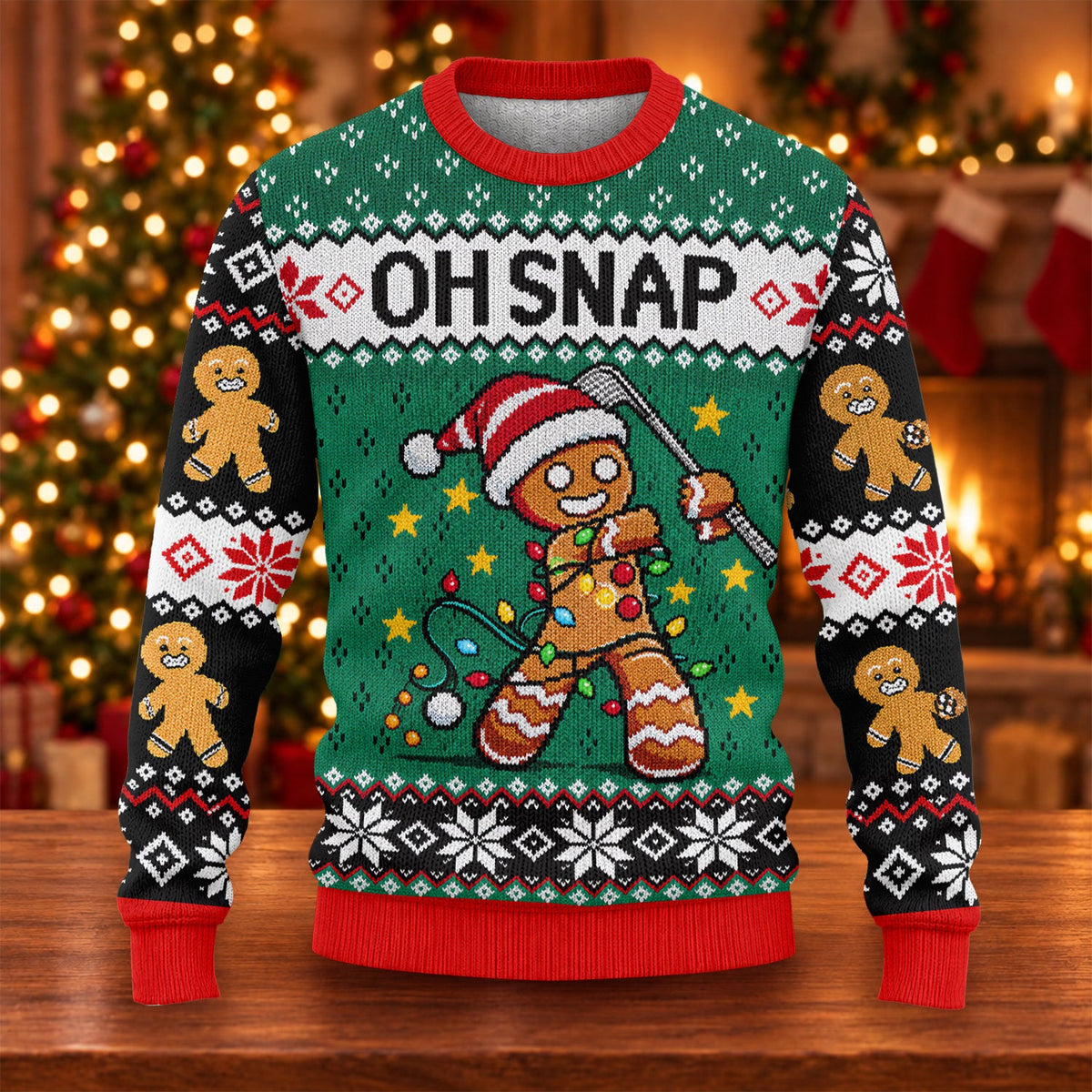 Oh Snap Gingerbread Ugly Christmas Sweater, Holiday Party Sweater, Ugly Sweater Party