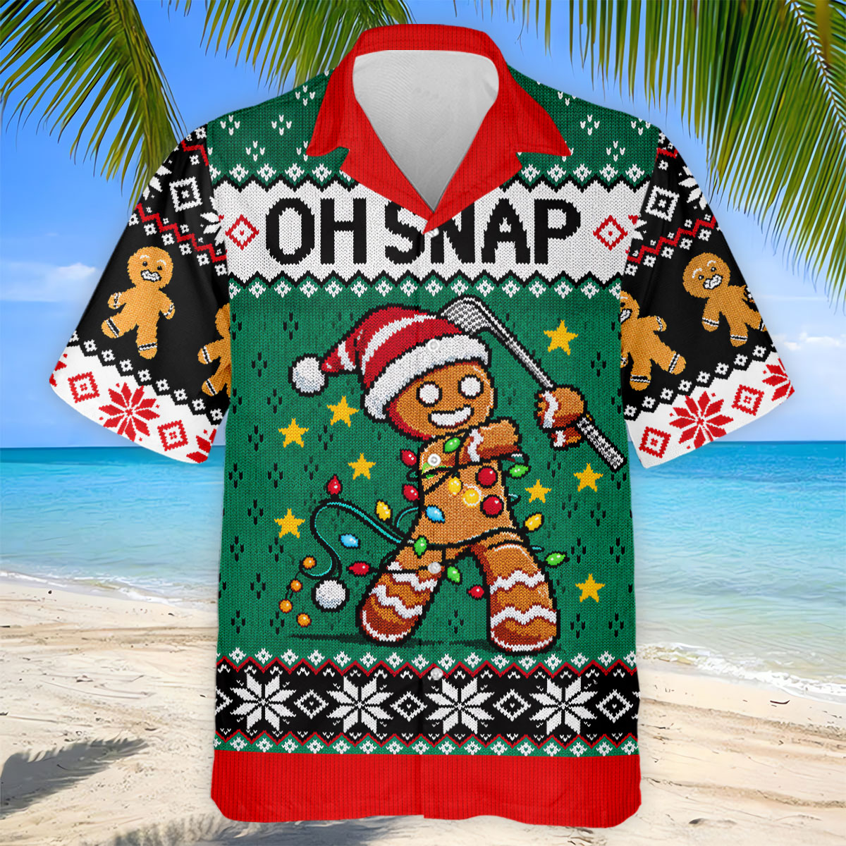 Oh Snap Gingerbread Christmas Golf Shirt, Mens Holiday Golf Shirts, Golf Polo For Men