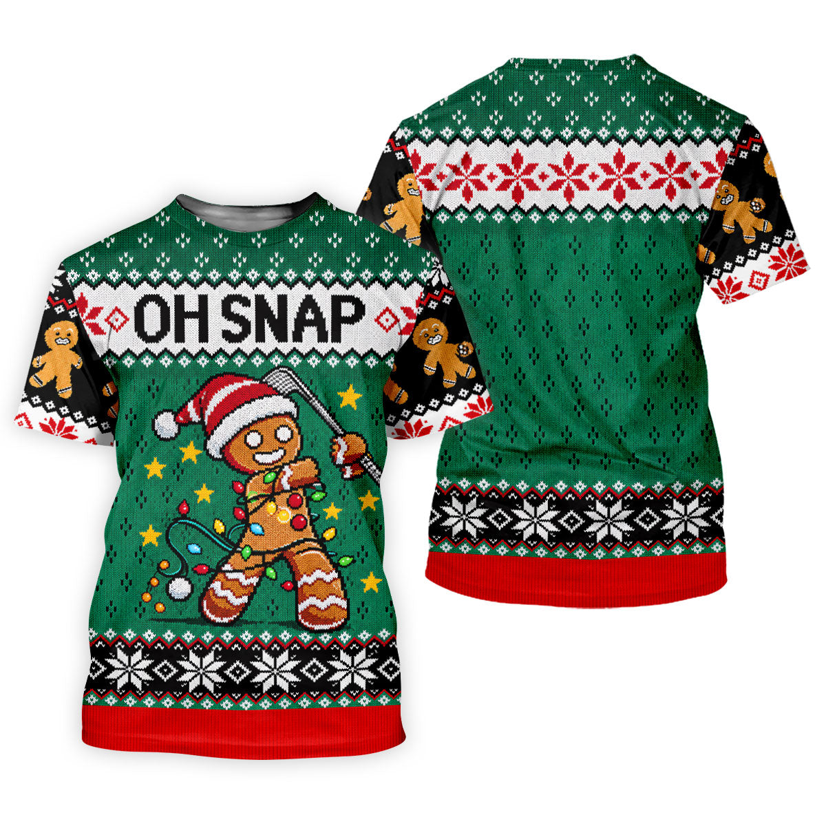 Oh Snap Gingerbread Christmas Golf Shirt, Mens Holiday Golf Shirts, Golf Polo For Men