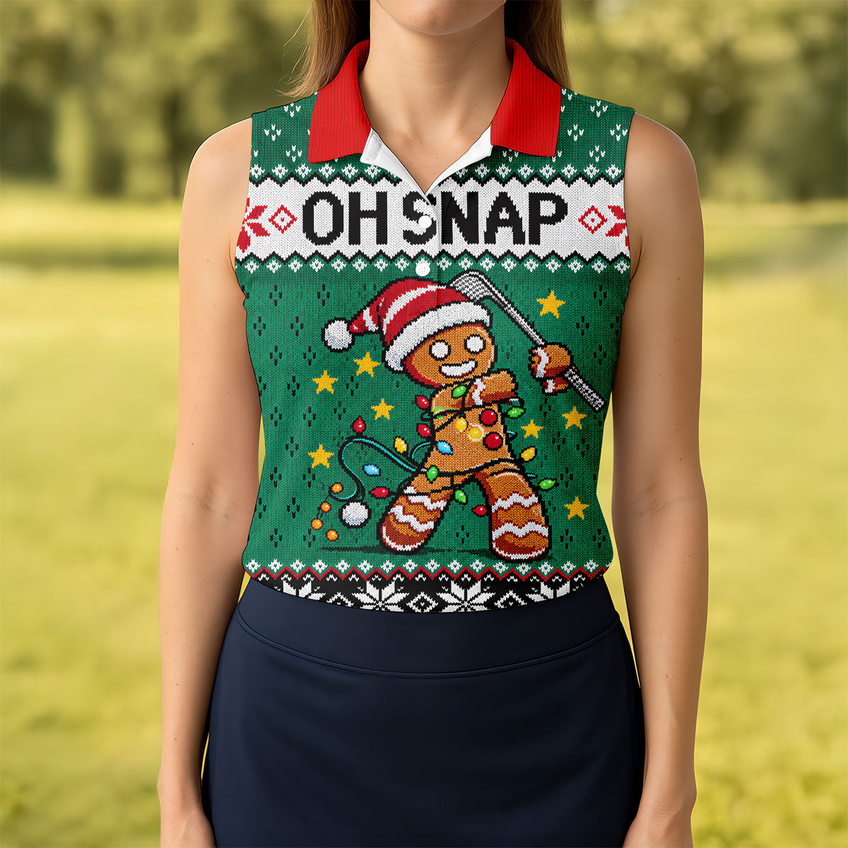 Oh Snap Gingerbread Christmas Golf Shirt, Golf Gifts For Women, Ladies Golf Tops