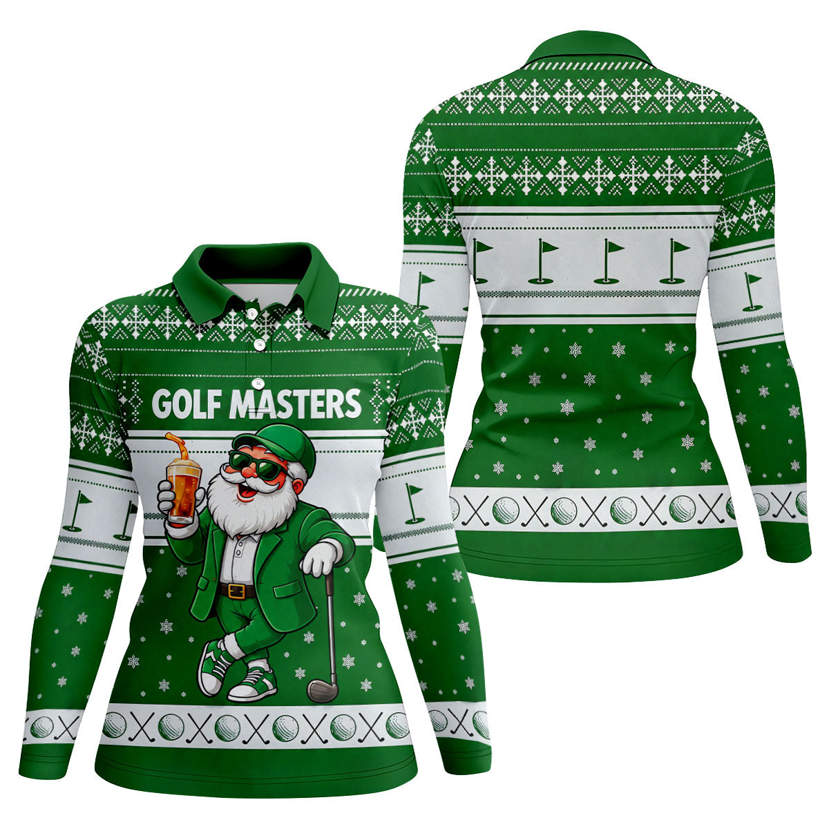 Green Jacket Santa Beer Christmas Golf Shirt, Golf Shirts For Women, Womens Golf Tops