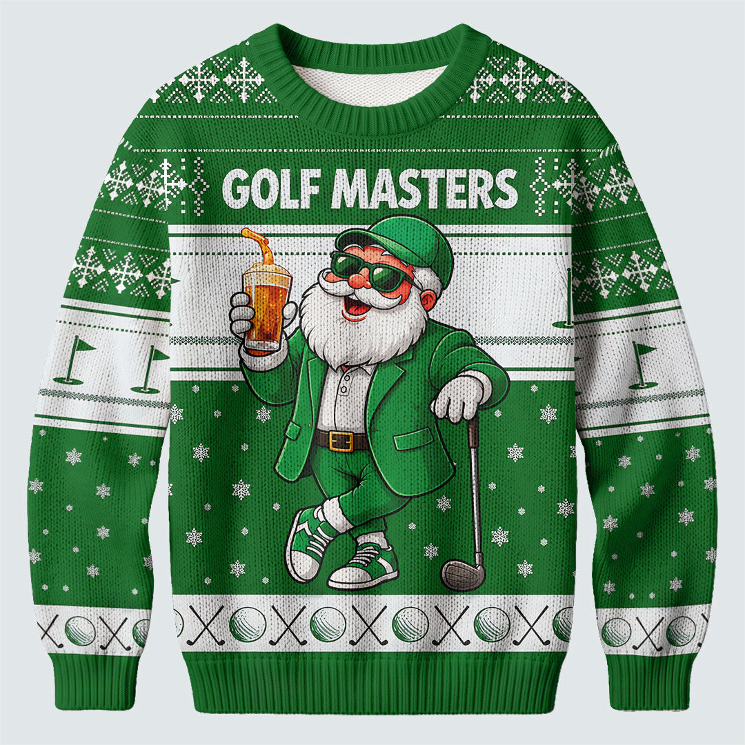 Green Jacket Santa Beer Ugly Christmas Sweater, Christmas Golf Gift, Golf Lover Gifts