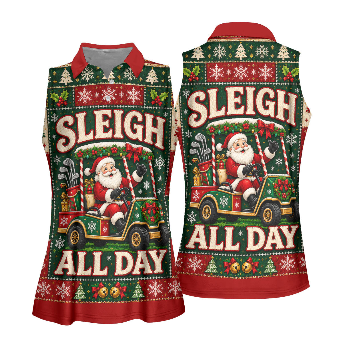 Sleigh All Day Santa Christmas Golf Shirt, Womens Golf Clothing, Golf Gifts For Women