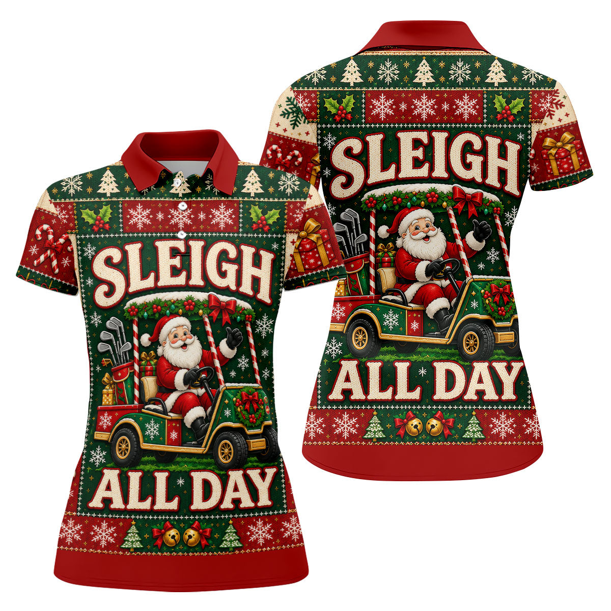 Sleigh All Day Santa Christmas Golf Shirt, Womens Golf Clothing, Golf Gifts For Women