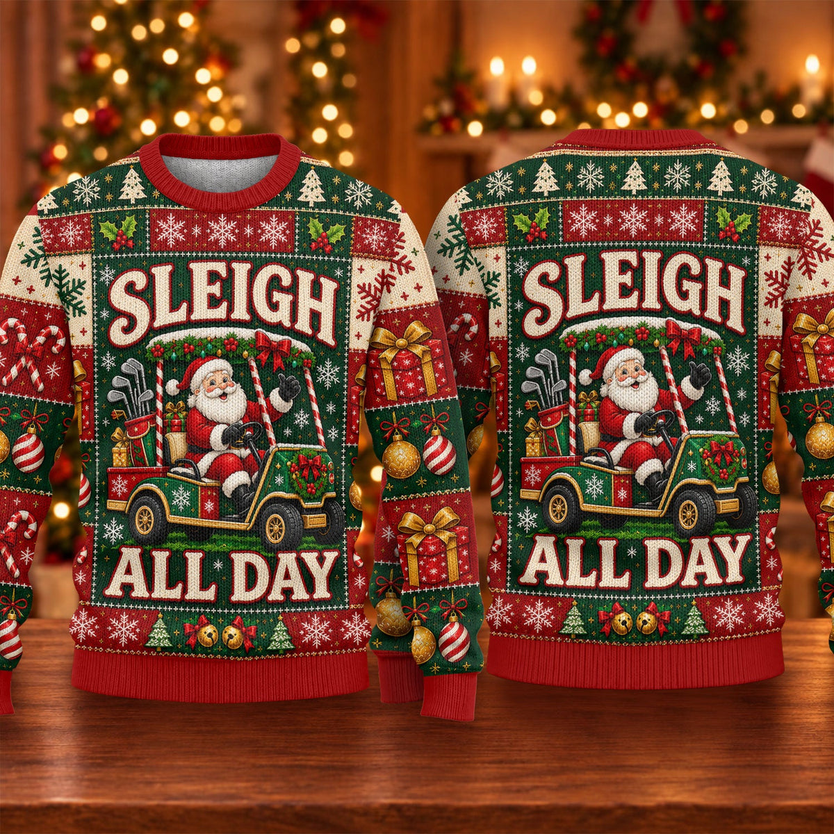Sleigh All Day Santa Ugly Christmas Sweater, Christmas Gifts, Funny Christmas Outfit
