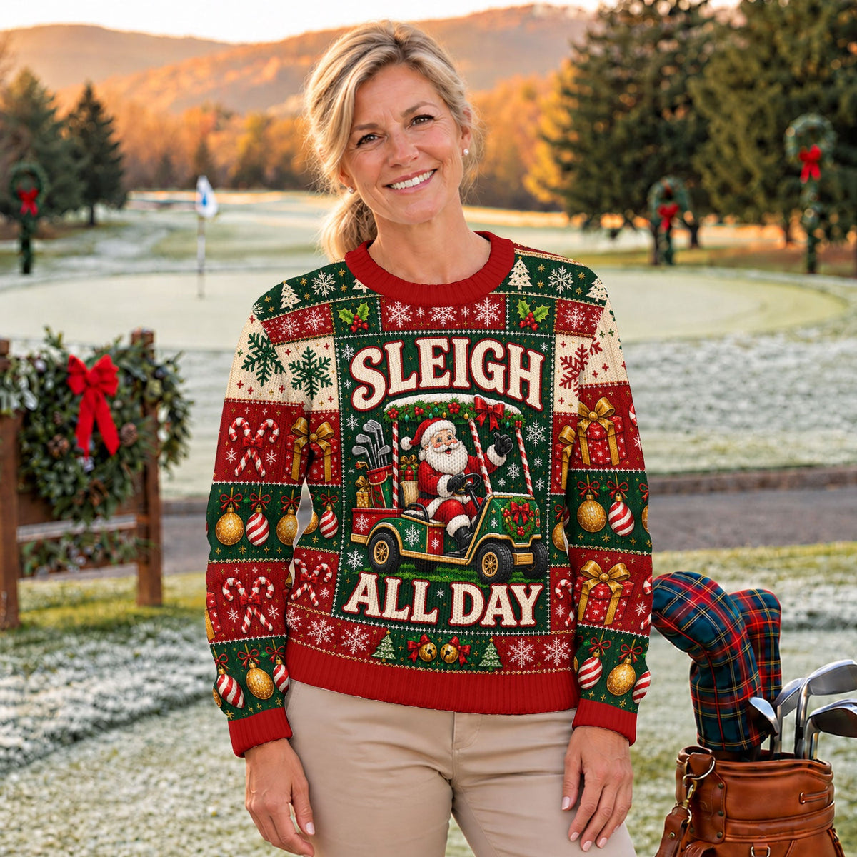Sleigh All Day Santa Ugly Christmas Sweater, Christmas Gifts, Funny Christmas Outfit