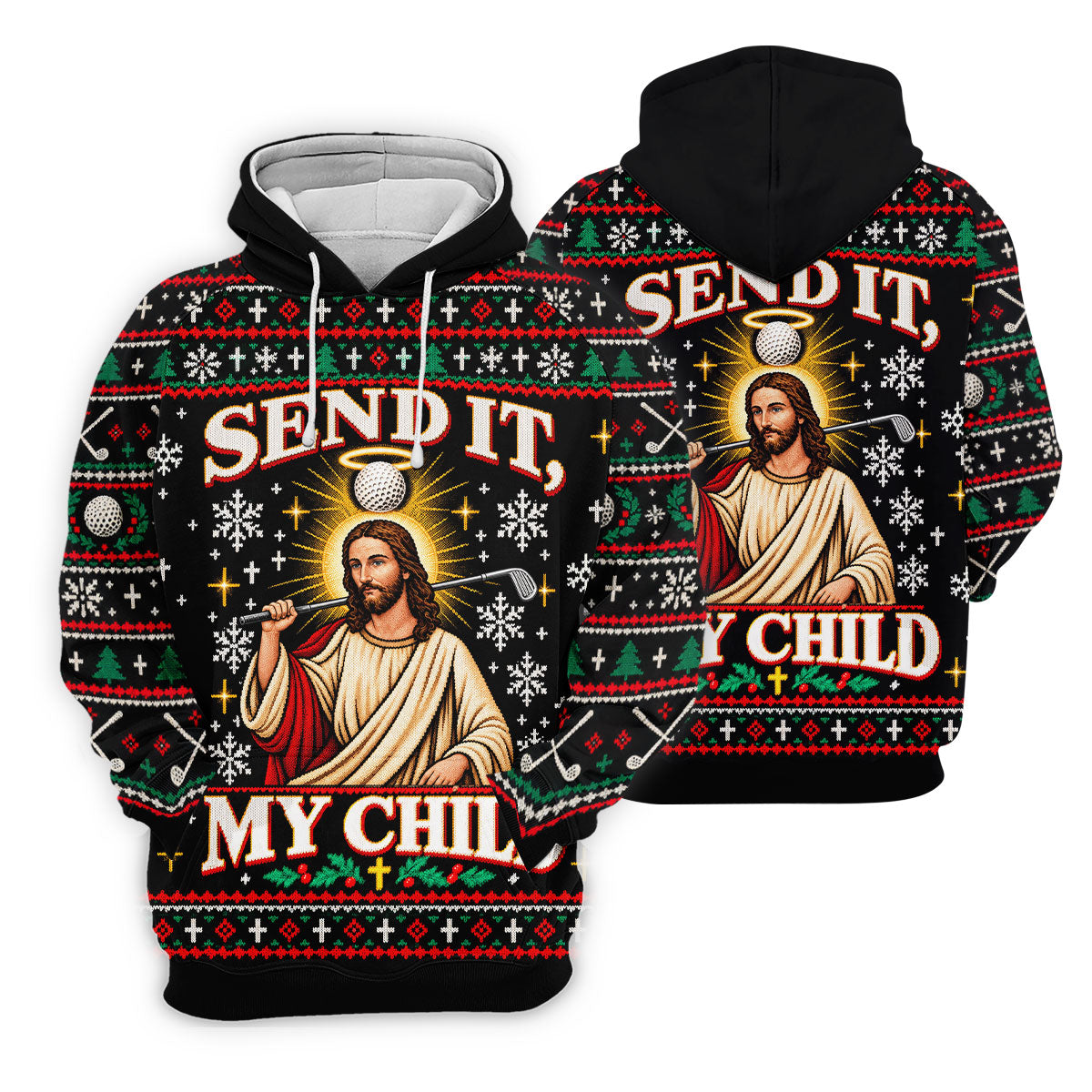 Send It Golf Halo Jesus Christmas Golf Shirt, Ladies Golf Tops, Womens Golf Clothing