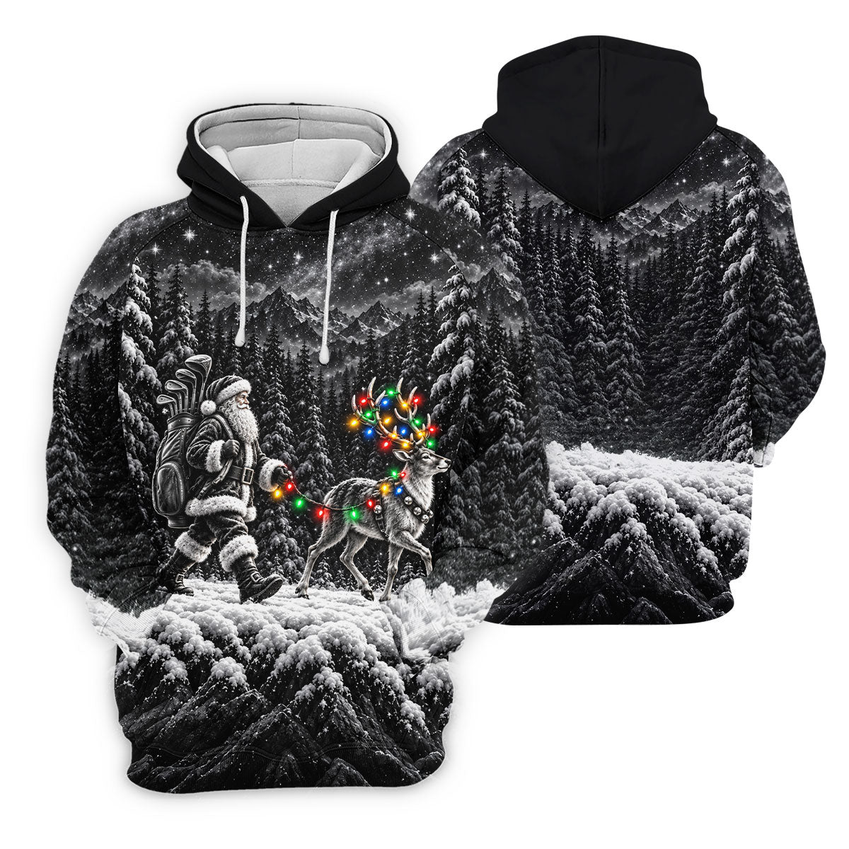 Santa Reindeer Lights Christmas Golf Shirt, Golf Gifts For Women, Womens Golf Shirts