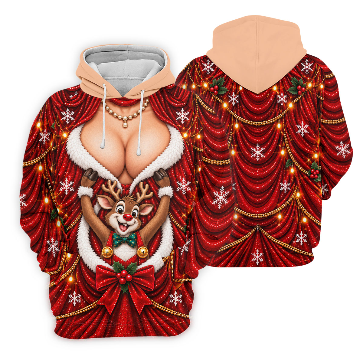 Busty Reindeer Santa Suit Christmas Golf Shirt, Mens Golf Polo, Golf Shirts For Men