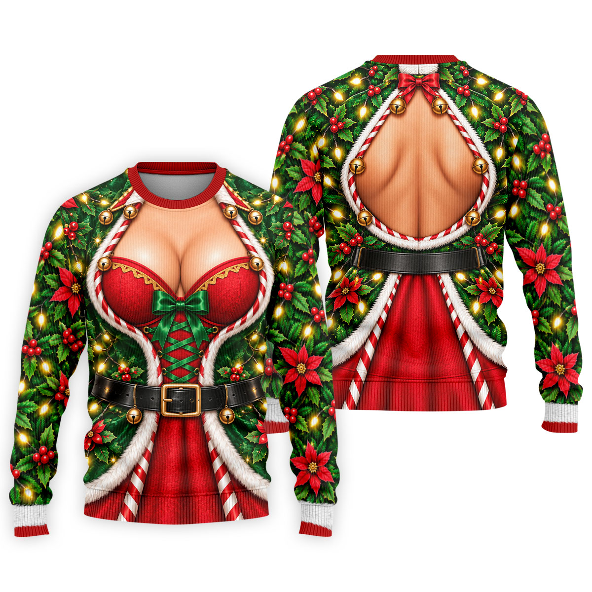 Holly Corset Busty Dress Christmas Golf Shirt, Golf Gifts For Men, Mens Golf Clothing