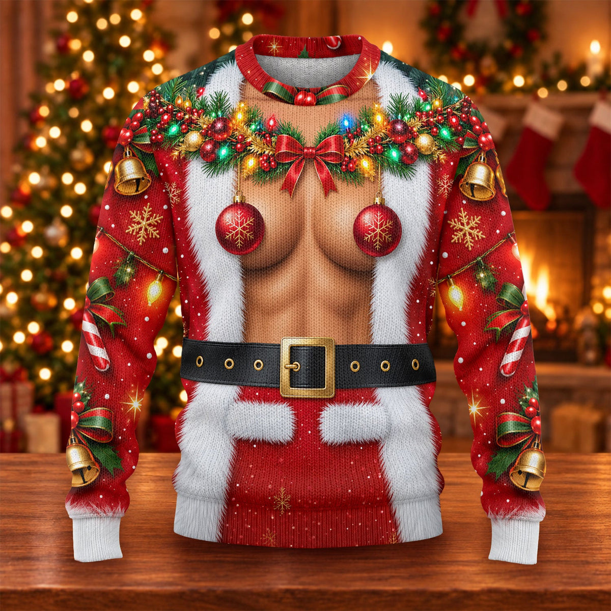 Ornament Pasties Santa Ugly Christmas Sweater, Christmas Gifts, Holiday Party Sweater