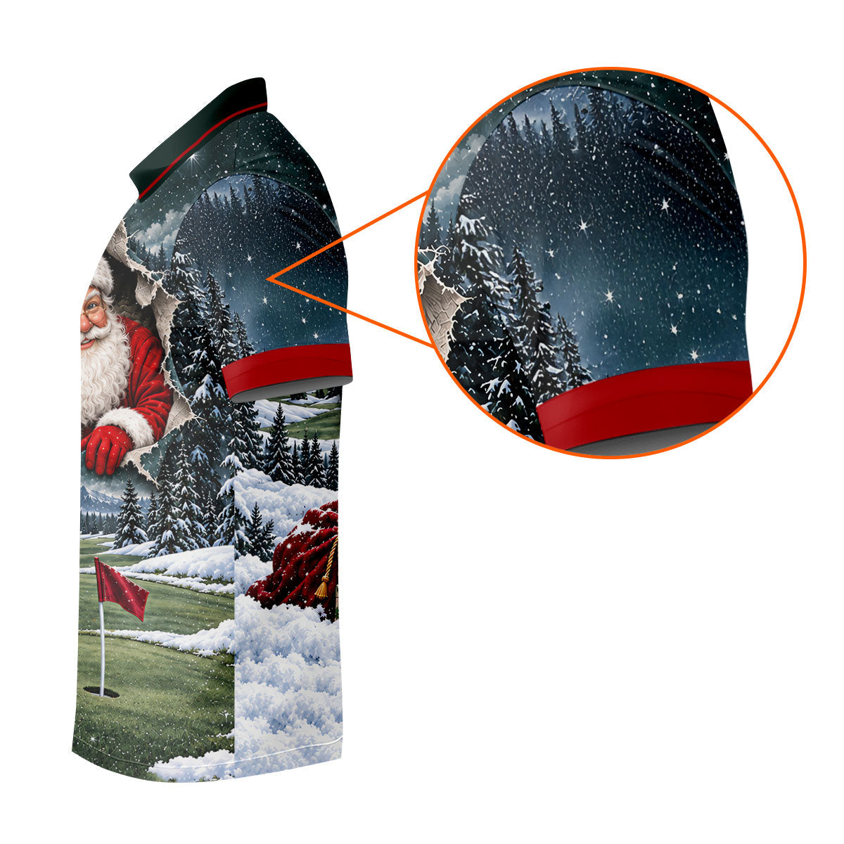 Santa Peeking Golf Green Christmas Golf Shirt, Golf Polo For Men, Mens Golf Polo