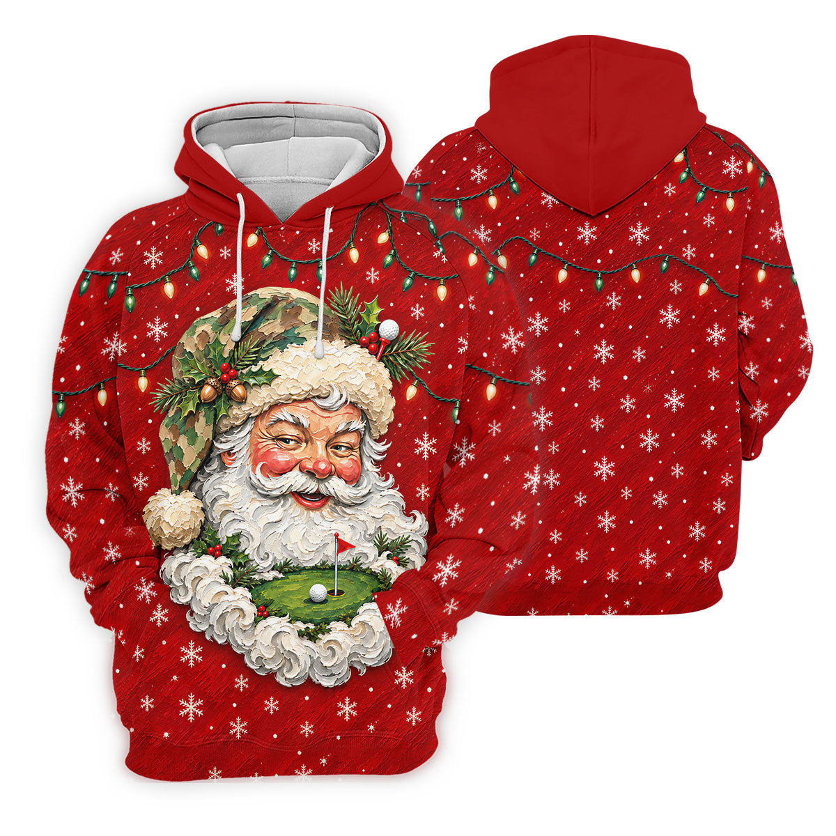 Camo Hat Santa Face Christmas Golf Shirt, Womens Golf Clothing, Golf Shirts For Women