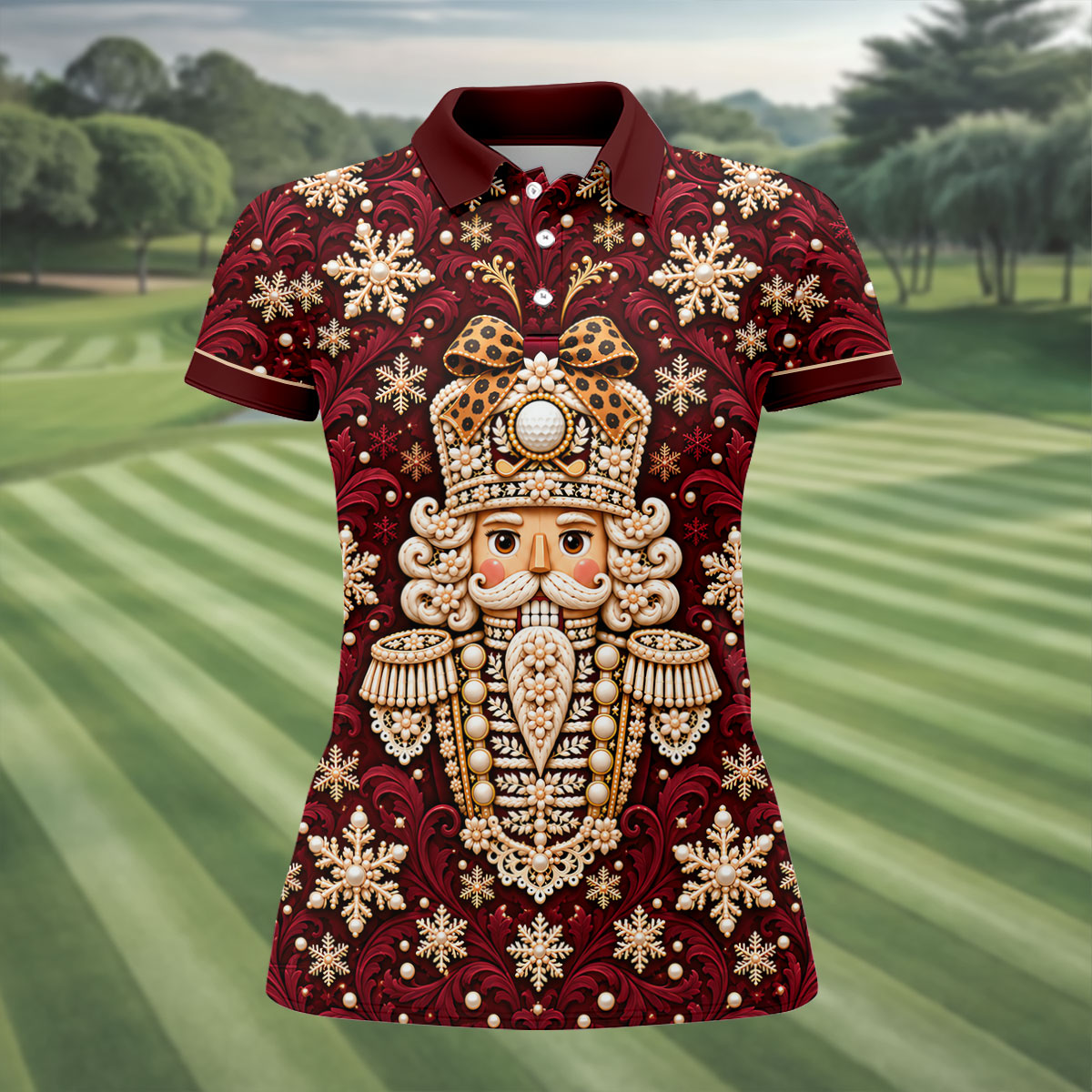 Pearl Nutcracker Christmas Golf Shirt, Womens Golf Apparel, Golf Shirts For Women
