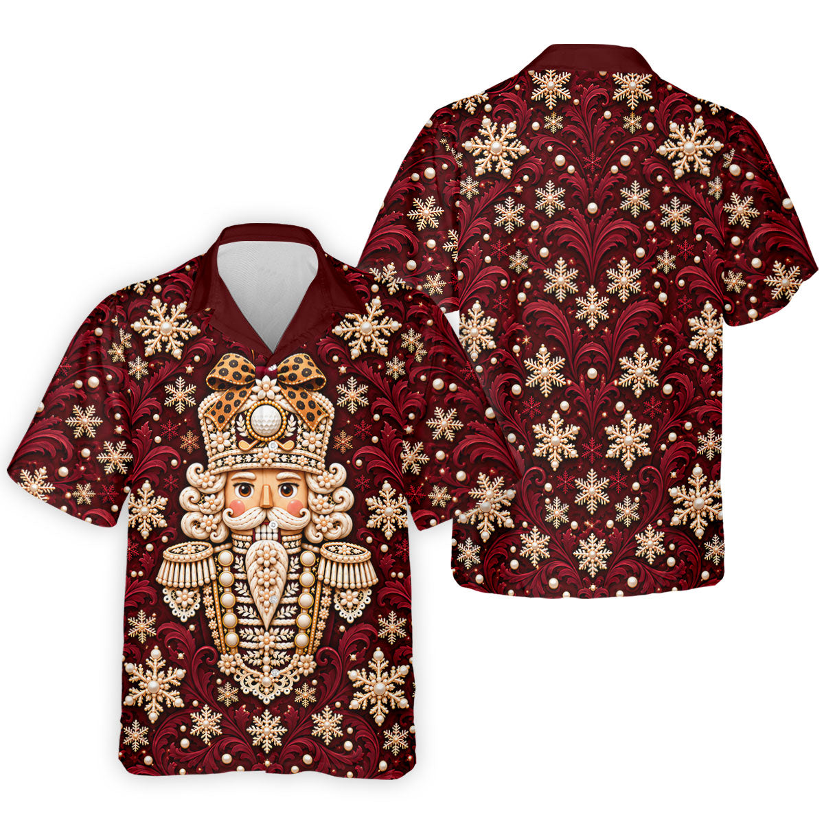 Pearl Nutcracker Christmas Golf Shirt, Mens Golf Clothing, Mens Holiday Golf Shirts