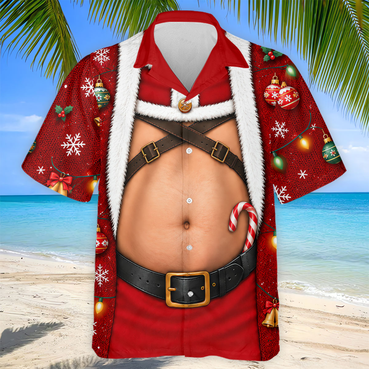 Santa Belly Harness Vest Christmas Golf Shirt, Golf Shirts For Men, Golf Polo For Men