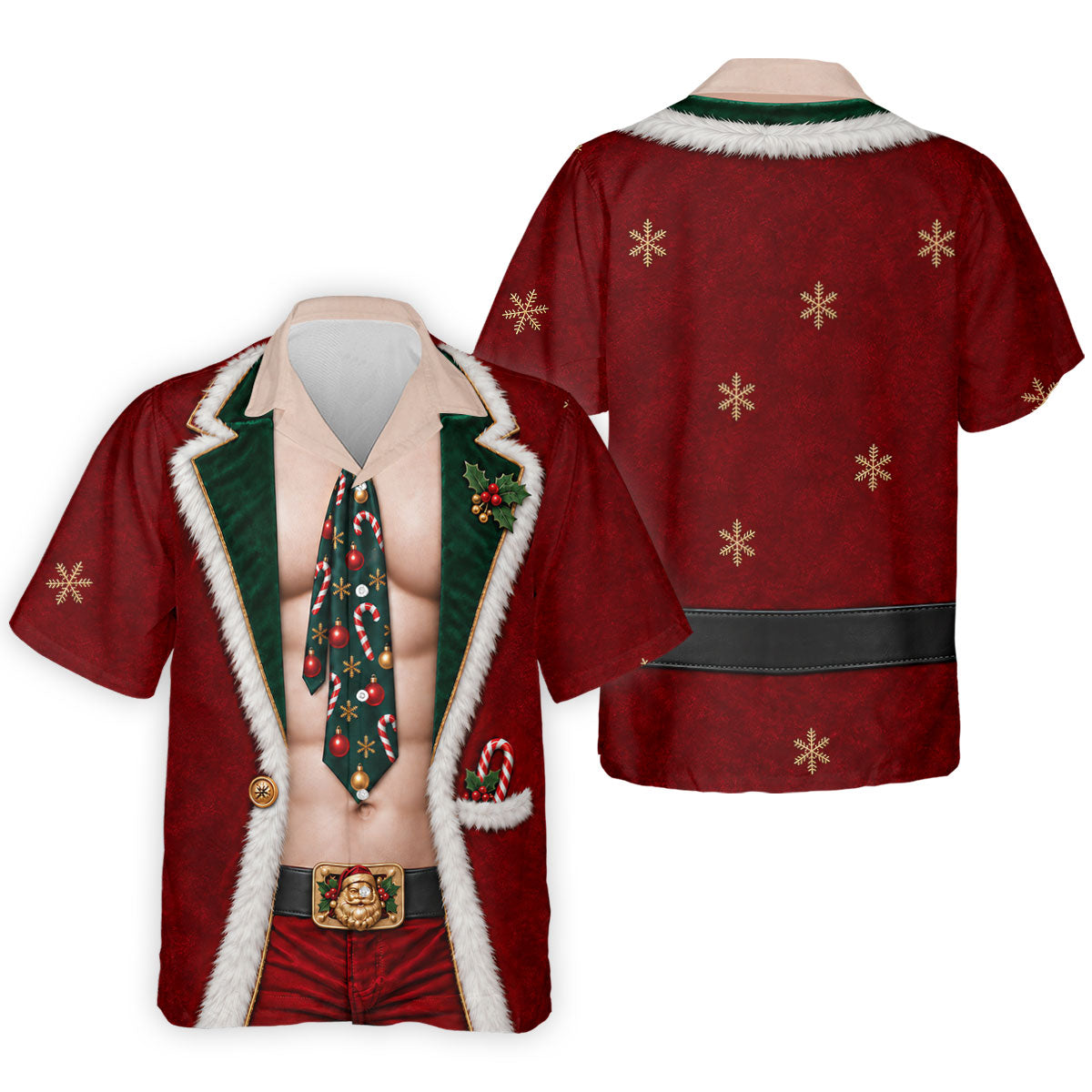 Santa Suit Tie Six Pack Christmas Golf Shirt, Golf Shirts For Men, Mens Golf Shirts