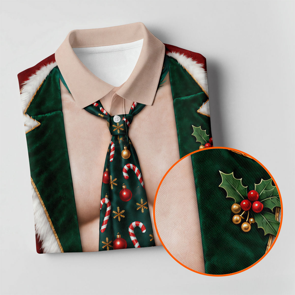 Santa Suit Tie Six Pack Christmas Golf Shirt, Golf Shirts For Men, Mens Golf Shirts