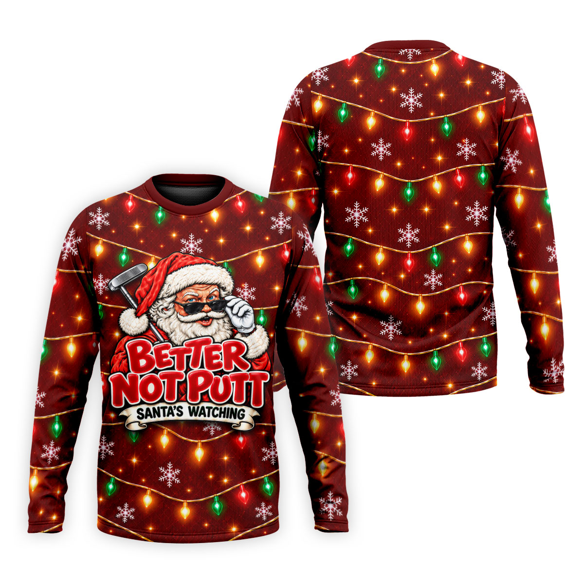 Better Not Putt Santa Christmas Golf Shirt, Funny Mens Golf Shirts, Mens Golf Apparel