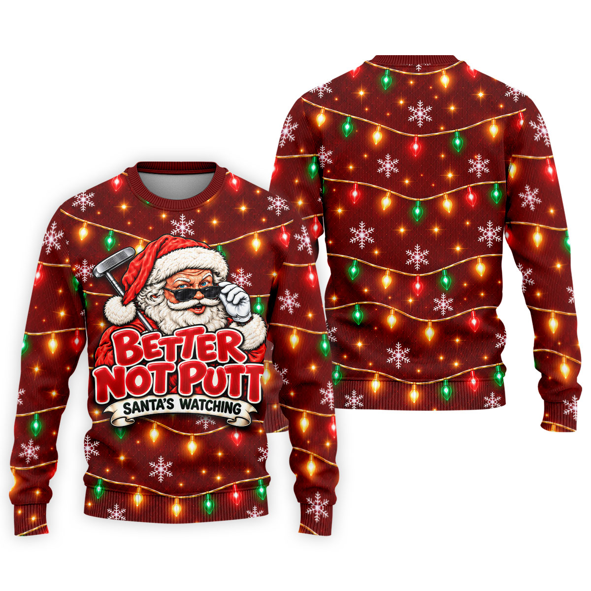 Better Not Putt Santa Christmas Golf Shirt, Funny Mens Golf Shirts, Mens Golf Apparel