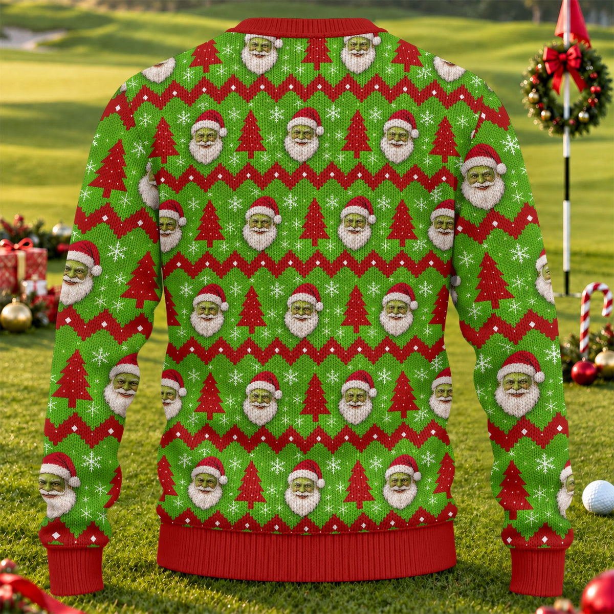 Custom Name Green Santa Ugly Christmas Sweater, Funny Xmas Gift, Christmas Gifts