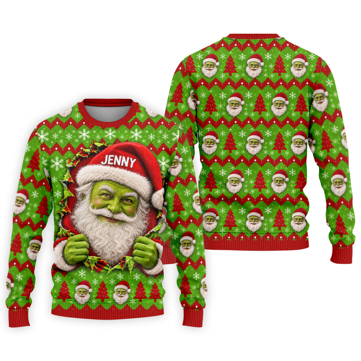 Custom Name Green Santa Christmas Golf Shirt, Golf Gifts For Men, Golf Polo For Men