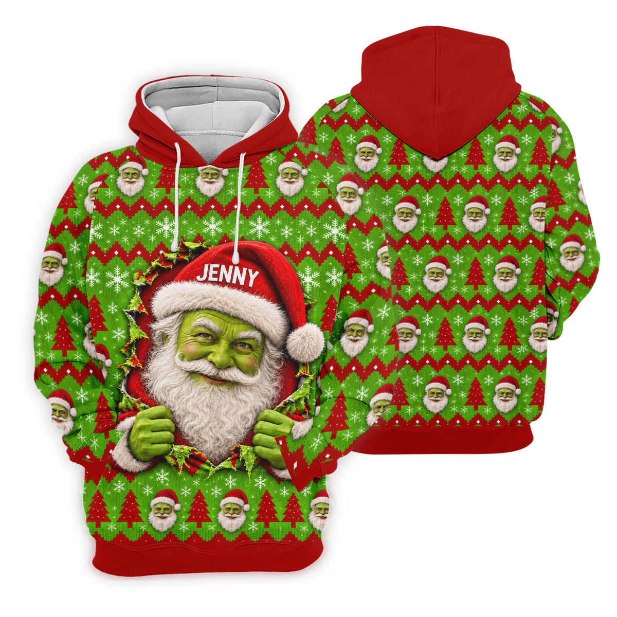 Custom Name Green Santa Christmas Golf Shirt, Ladies Golf Shirts, Womens Golf Apparel