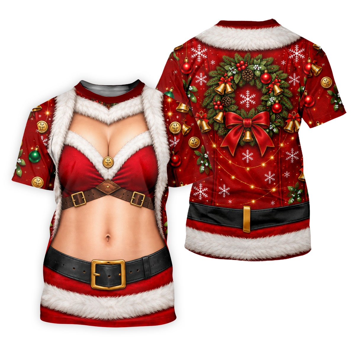 Santa Bikini Abs Vest Christmas Golf Shirt, Mens Golf Shirts, Golf Gifts For Men