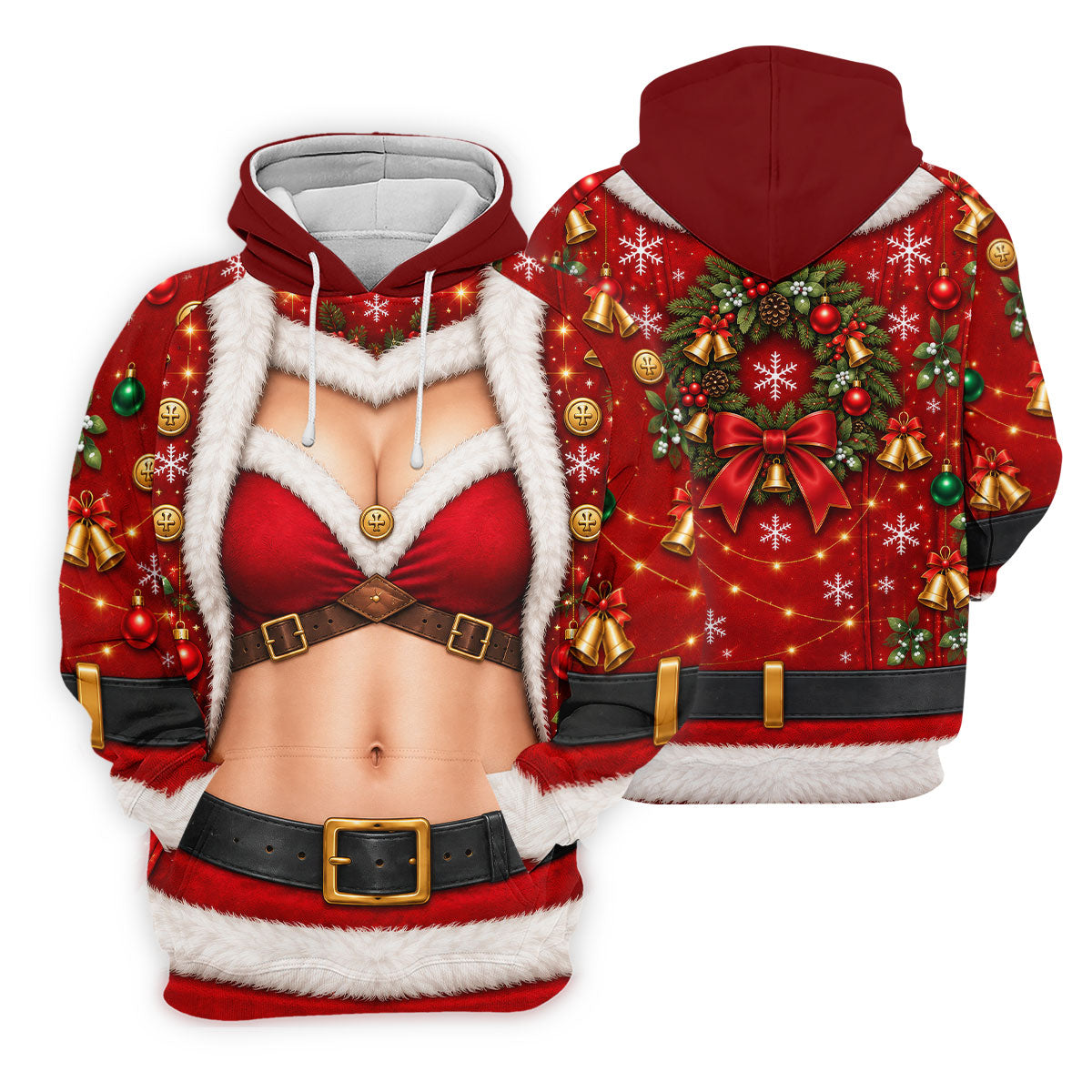 Santa Bikini Abs Vest Christmas Golf Shirt, Ladies Golf Shirts, Golf Gifts For Women