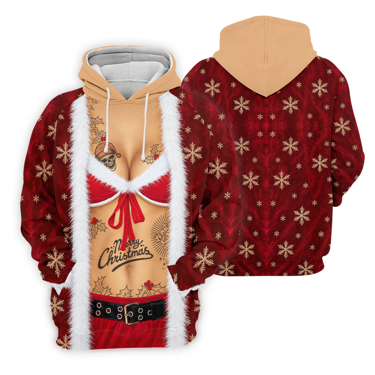 Merry Bikini Tattoo Santa Christmas Golf Shirt, Mens Golf Shirts, Mens Golf Apparel