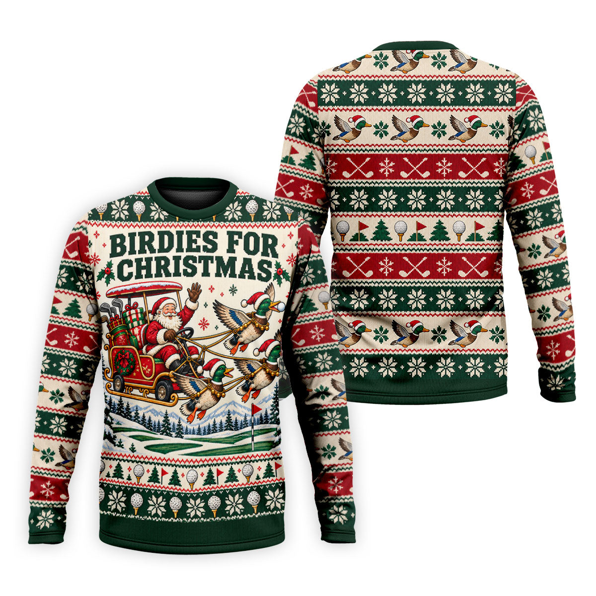 Birdies Santa Duck Sleigh Christmas Golf Shirt, Mens Golf Shirts, Mens Golf Apparel