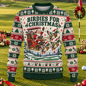 Birdies Santa Duck Sleigh Ugly Christmas Sweater, Golf Lover Gifts, Christmas Gifts