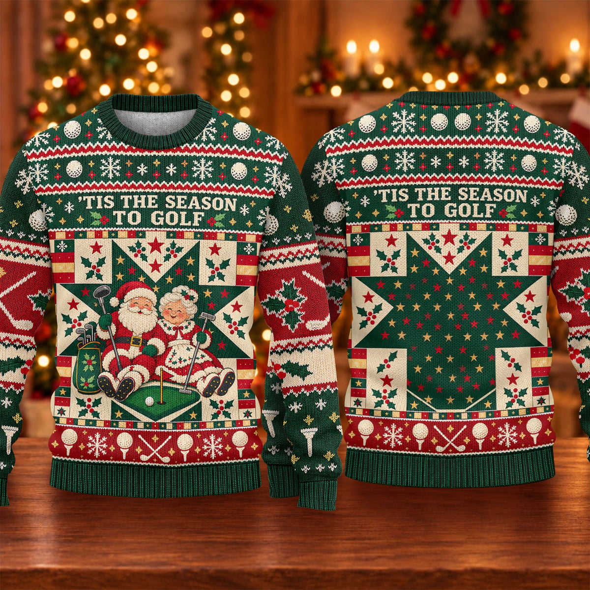 Tis The Season To Golf Ugly Christmas Sweater, Christmas Golf Gift, Golf Lover Gifts