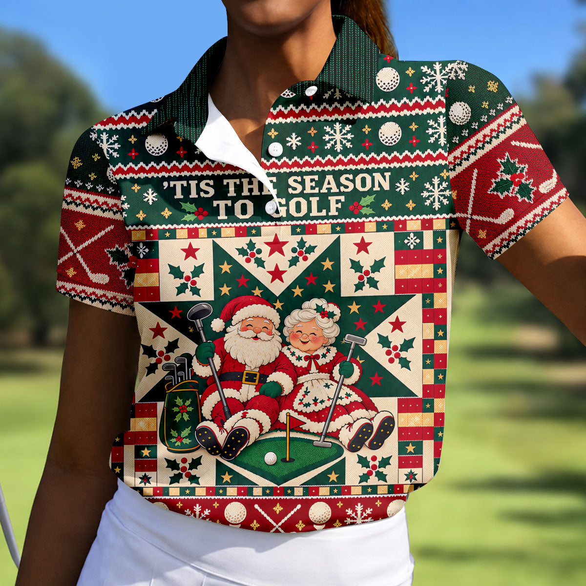 Tis The Season To Golf Christmas Golf Shirt, Womens Golf Shirts, Ladies Golf Apparel