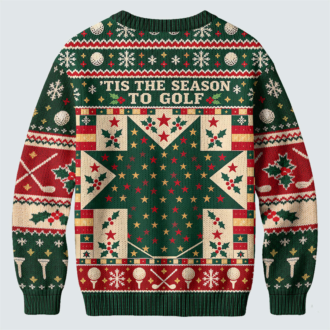 Tis The Season To Golf Ugly Christmas Sweater, Christmas Golf Gift, Golf Lover Gifts