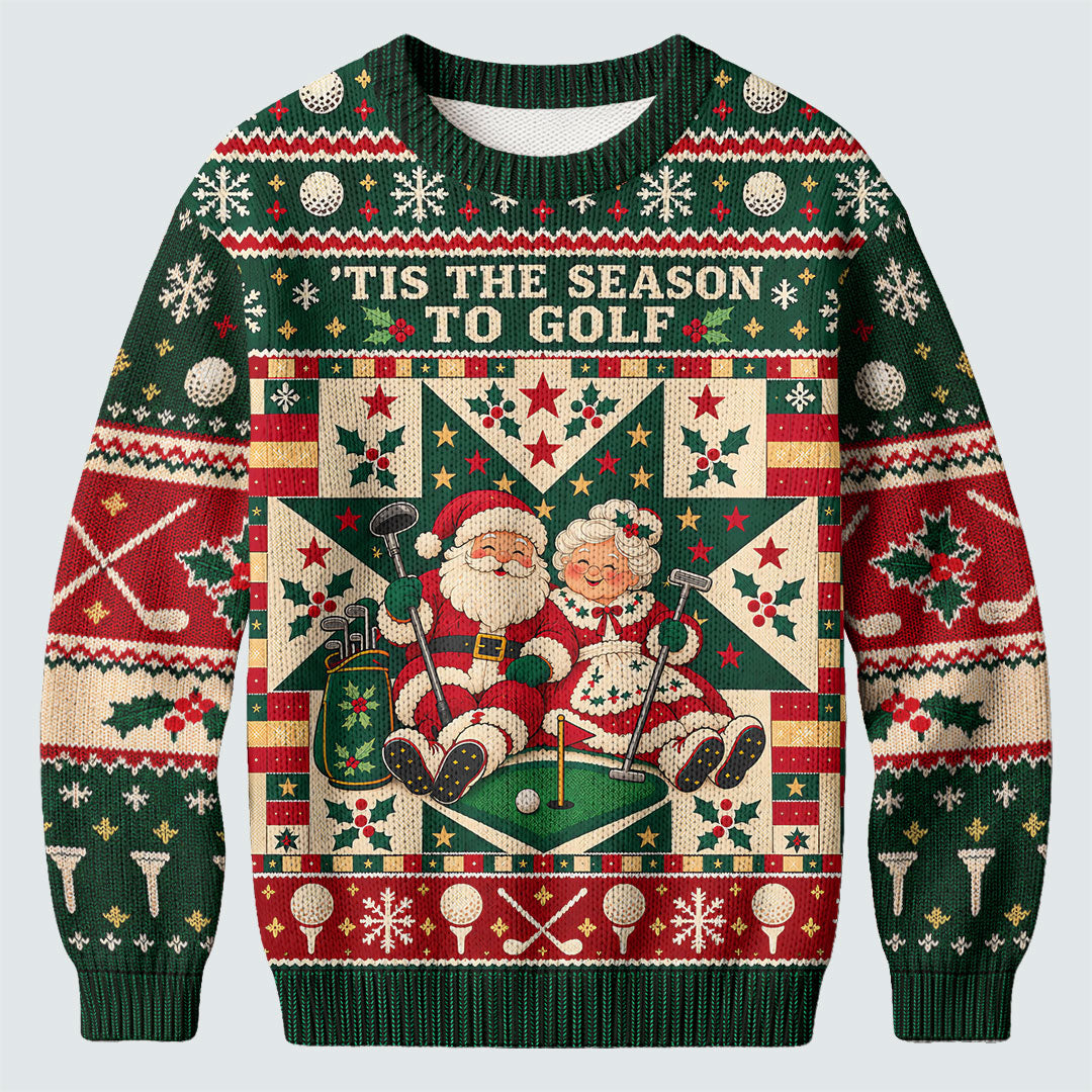 Tis The Season To Golf Ugly Christmas Sweater, Christmas Golf Gift, Golf Lover Gifts