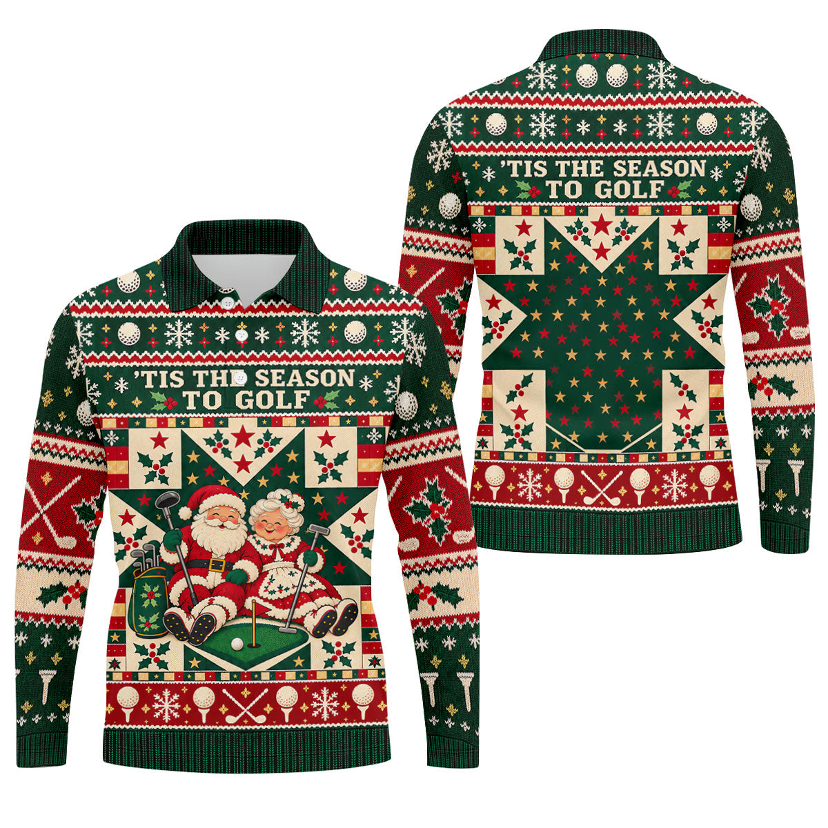 Tis The Season To Golf Christmas Golf Shirt, Funny Mens Golf Shirts, Mens Golf Polo